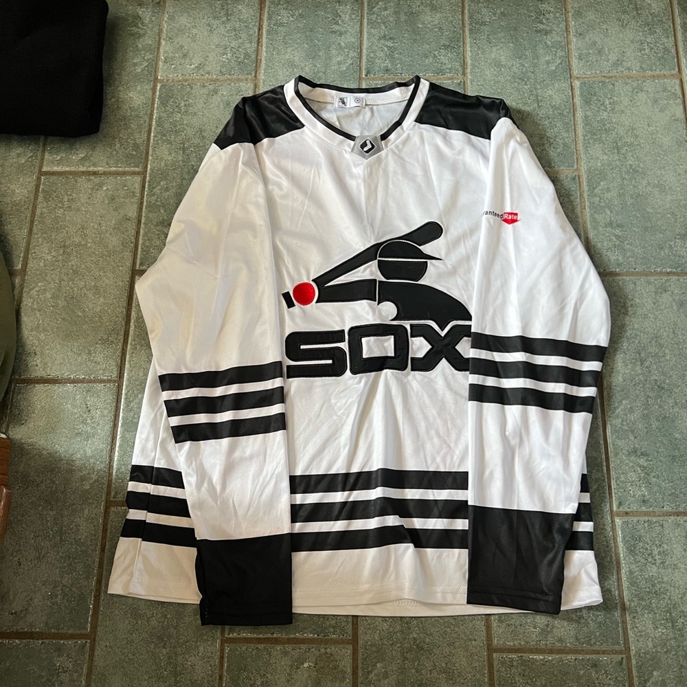 White Sox , Black & Red Long-Sleeve Men's Jersey